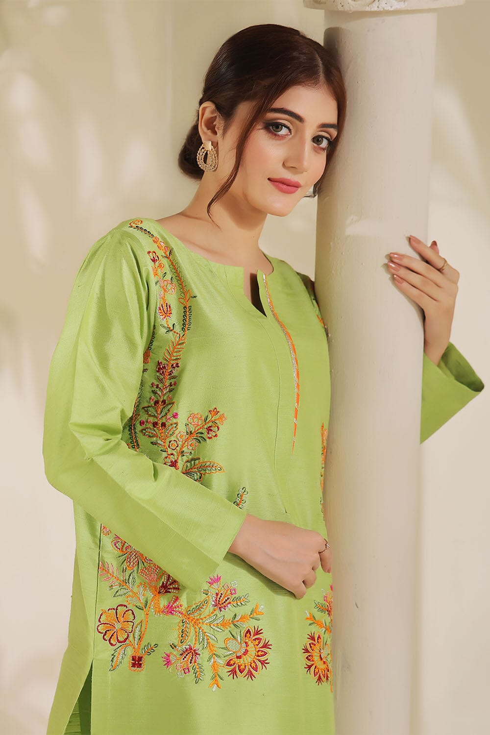 Khas Stitched Embroidered Silk Shirt & Trouser KFSE 2362