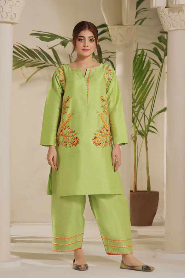 Khas Stitched Embroidered Silk Shirt & Trouser KFSE 2362