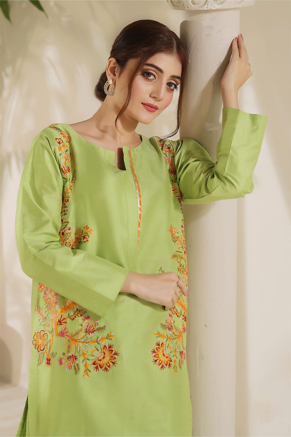 Khas Stitched Embroidered Silk Shirt & Trouser KFSE 2362