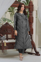 Khas Stitched Silk Shirt & Trouser Dark Grey KFS 2370