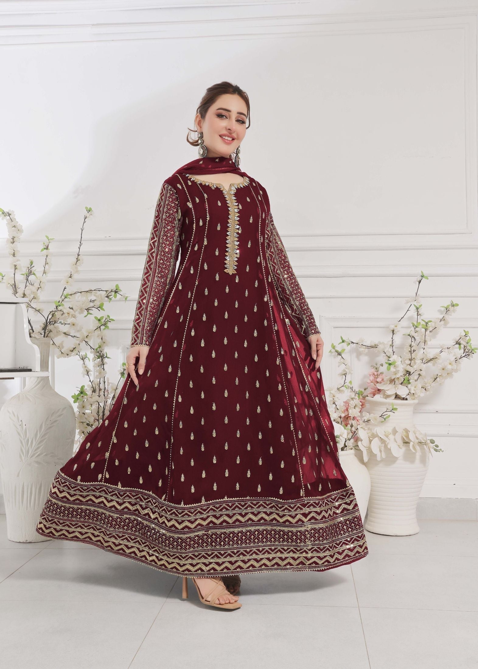 Alsiyab Bahaar Mehroon Women 3pcs