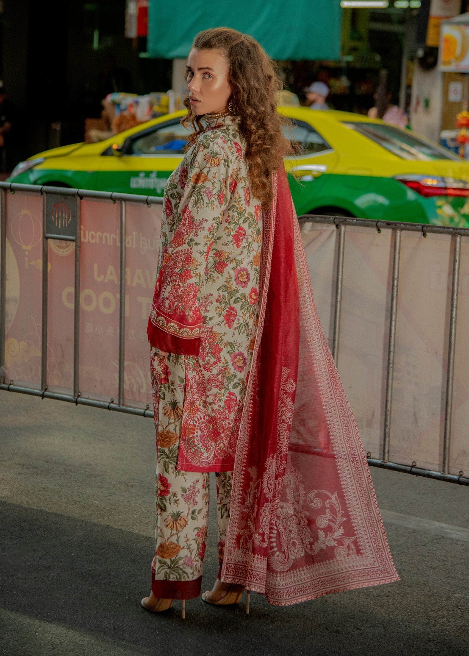 By-East Lawn Suit Printed (PNK) Women 3pcs