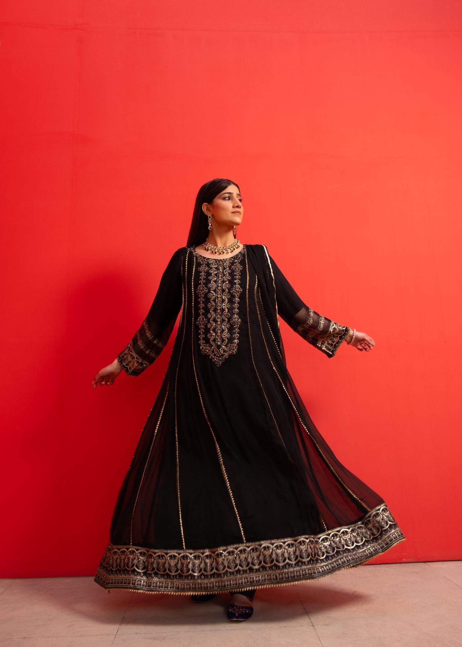 Pehnawa By Bin Akram’s MIDNIGHT GLAMOUR 3 PEICE CHIFFON Women 3pcs