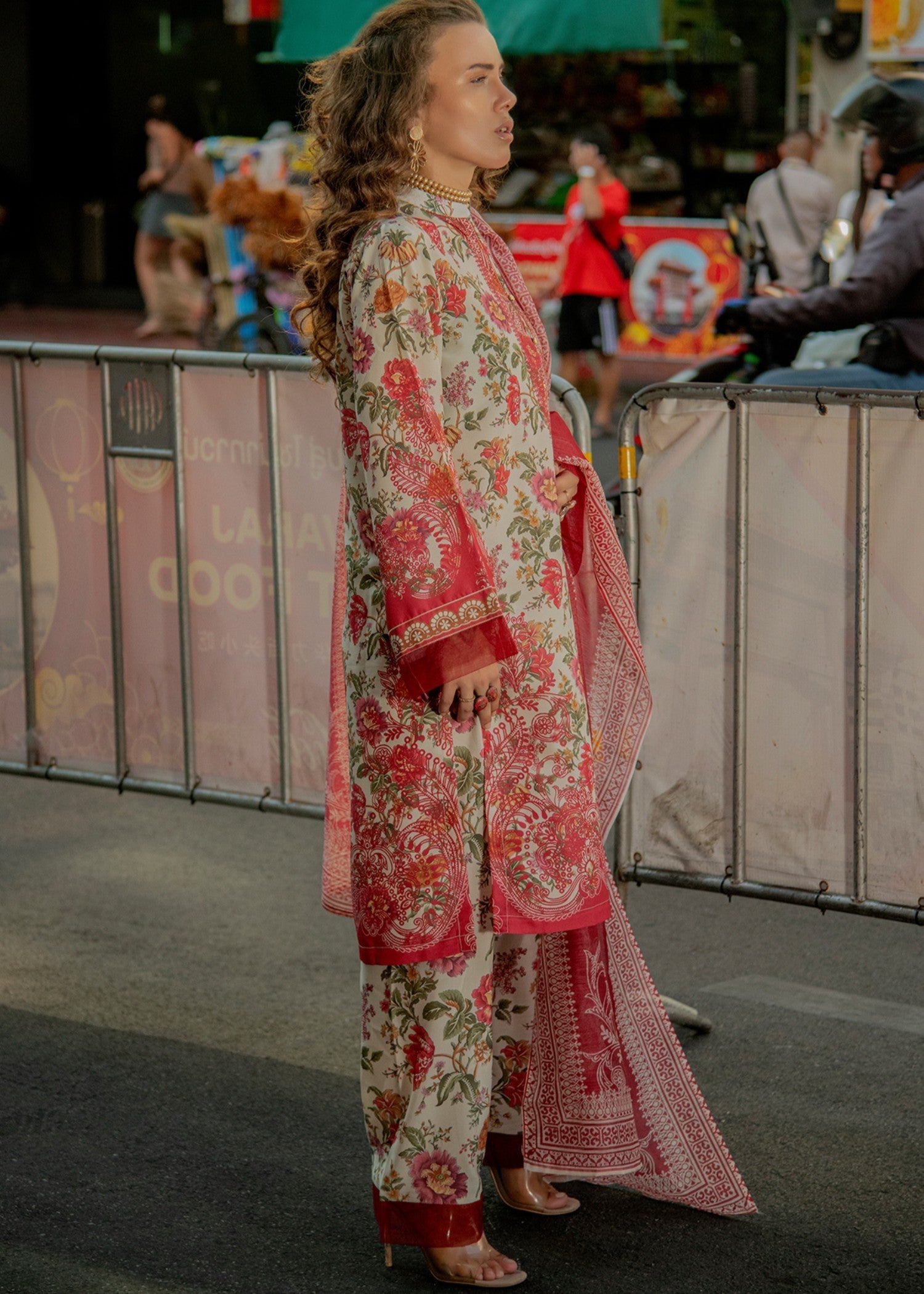 By-East Lawn Suit Printed (PNK) Women 3pcs