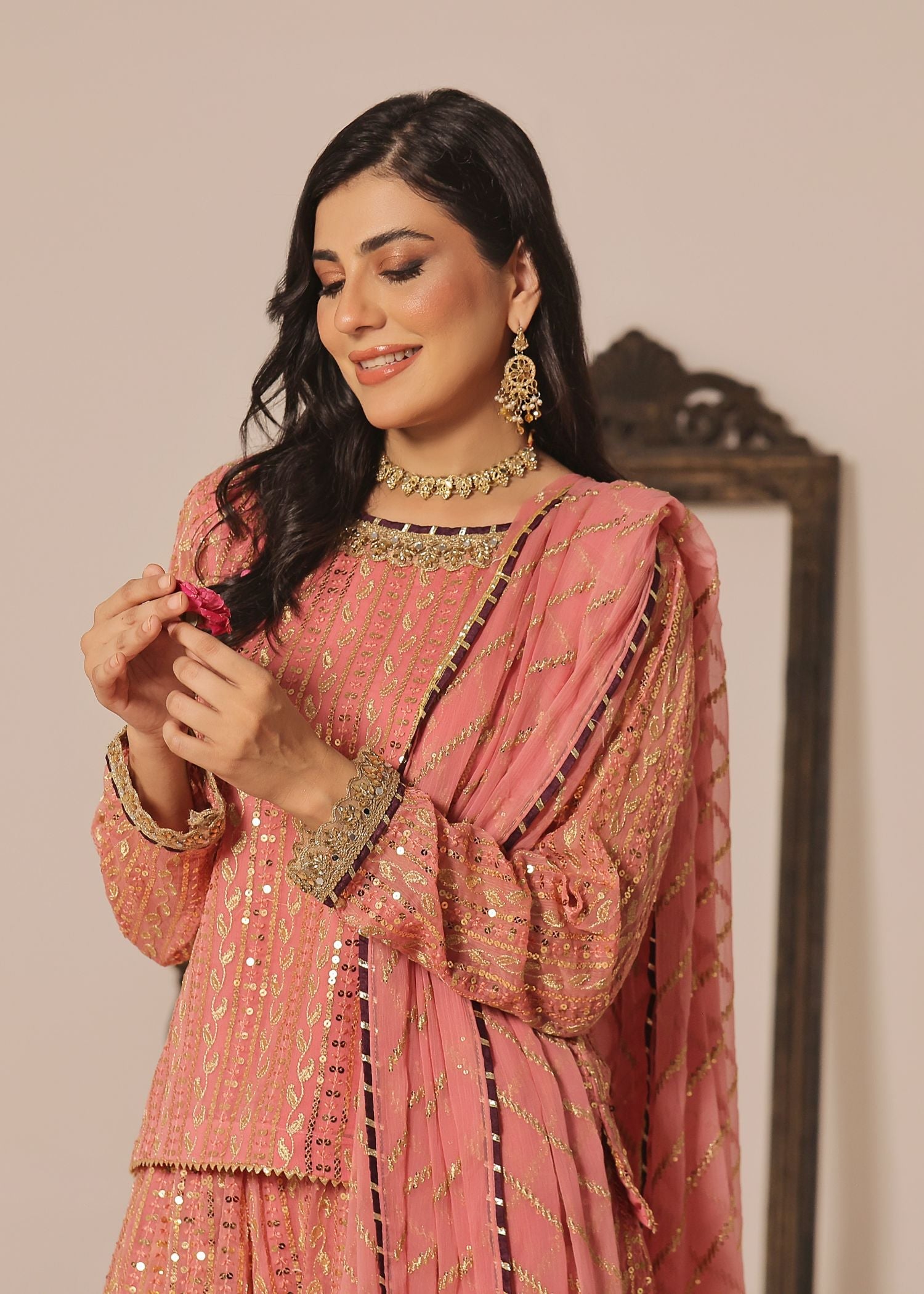 Ayesha Closet Shadmani Nifty Peach Women 3pcs