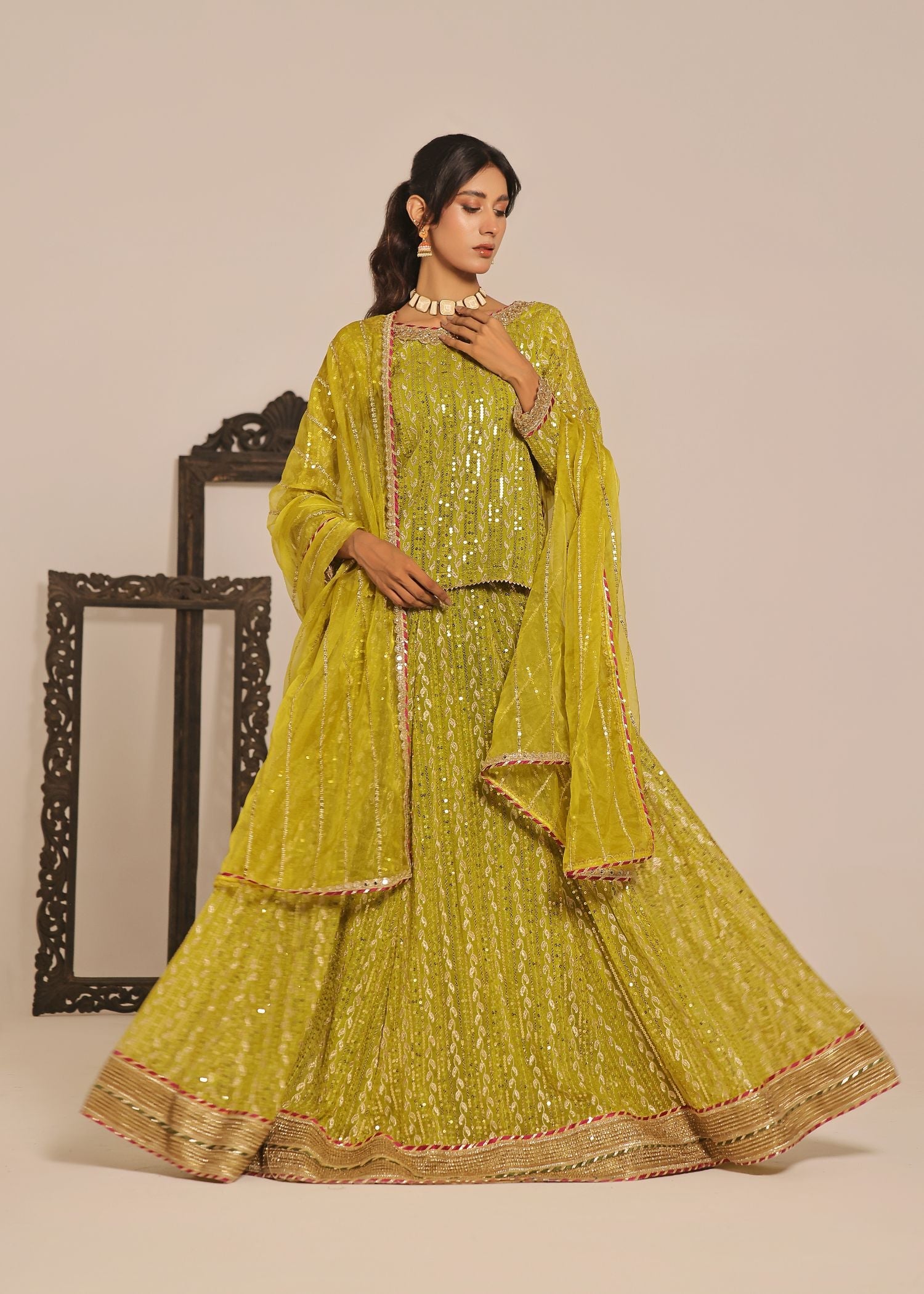 Ayesha Closet Shadmani Green Drift Women 3pcs