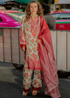 By-East Lawn Suit Printed (PNK) Women 3pcs
