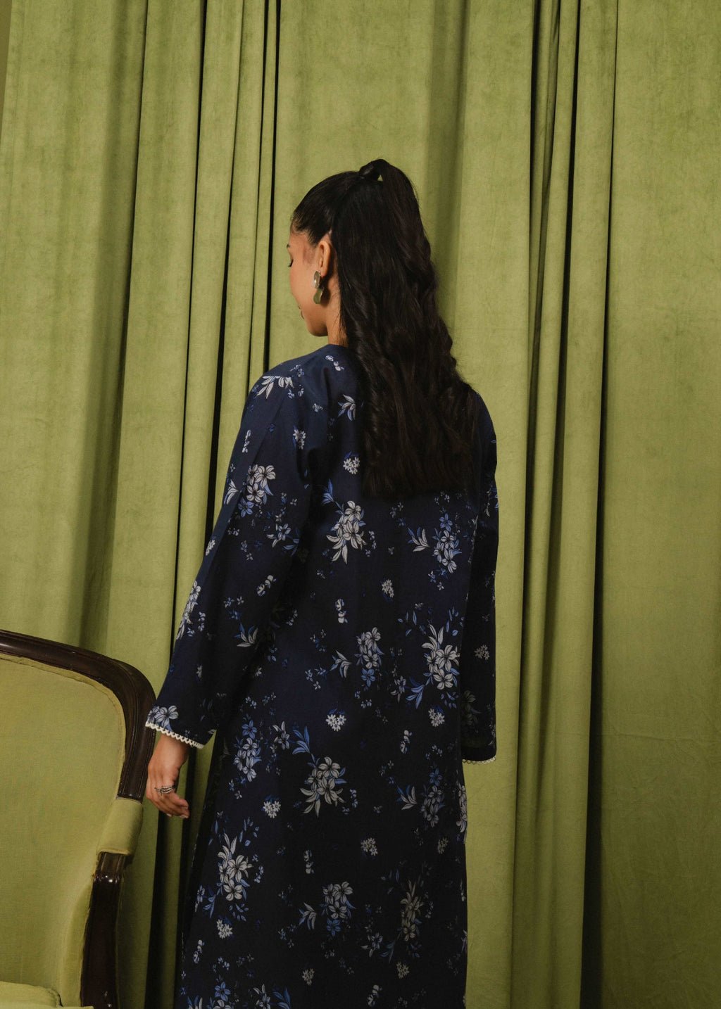 Buzzazi Navy Blue Printed Suit Women 2pcs