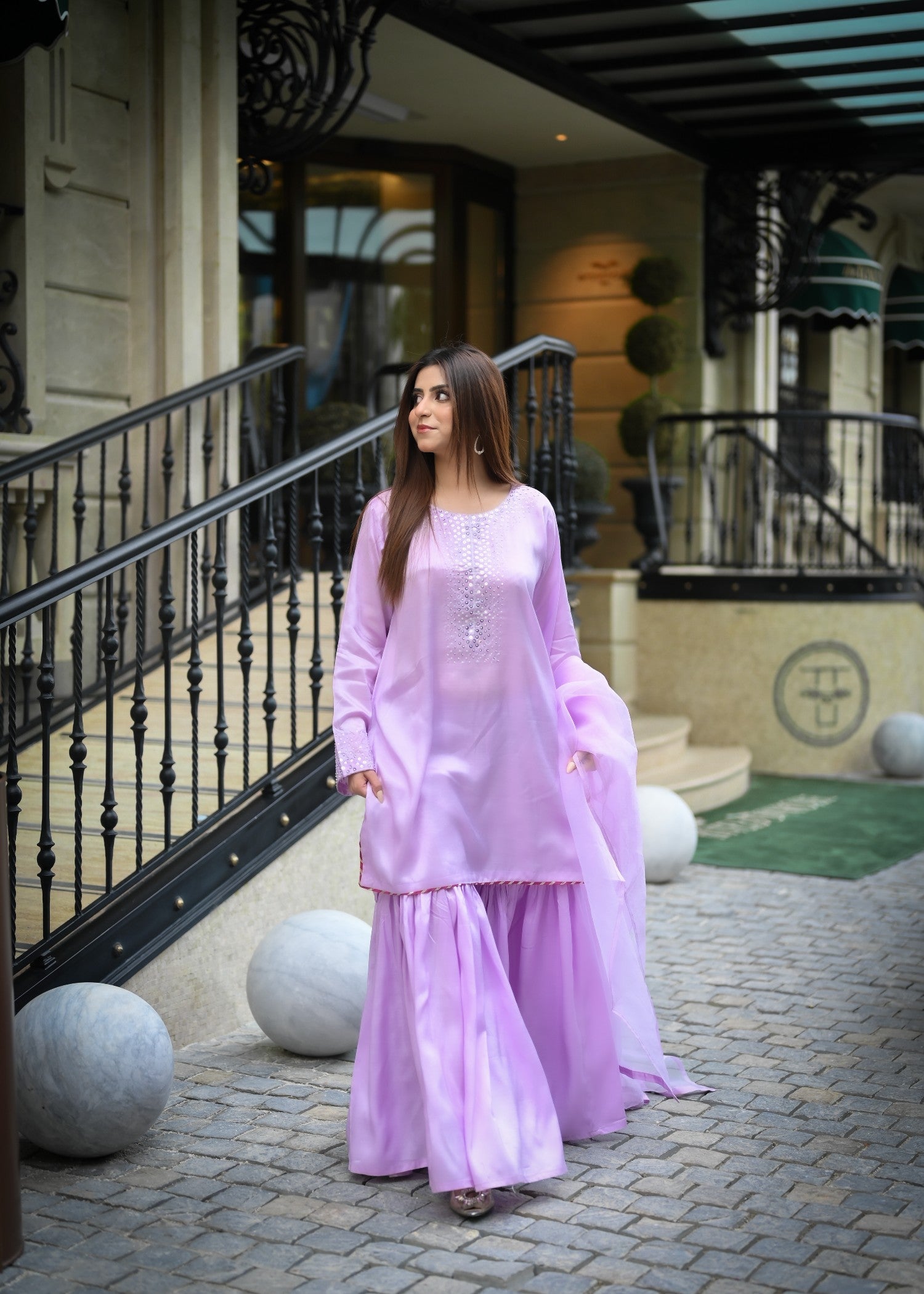 The Affordable Designer Crystal Lilac Gharara Women 3pcs