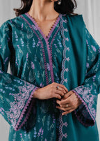 Buzzazi Teal Printed Suit Women 3pcs