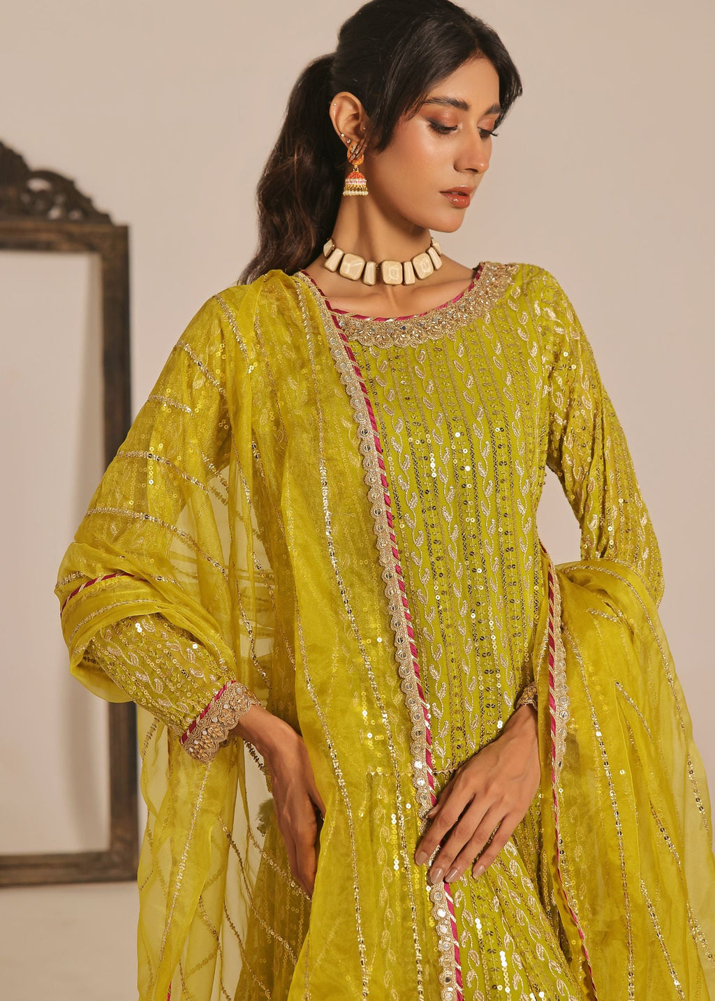 Ayesha Closet Shadmani Green Drift Women 3pcs