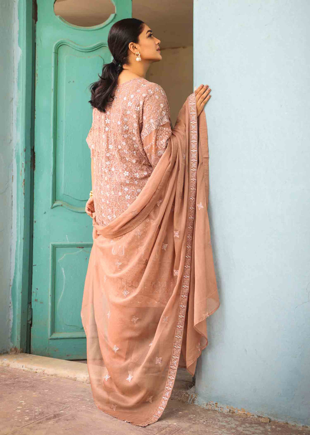 Anum Jung BEIGE CHIFFON EMB 194 Women 4pcs