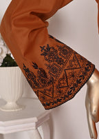 Khombi Grilled BZ 194 Rust Orange Cotton Embroidered Dress Women 3pcs