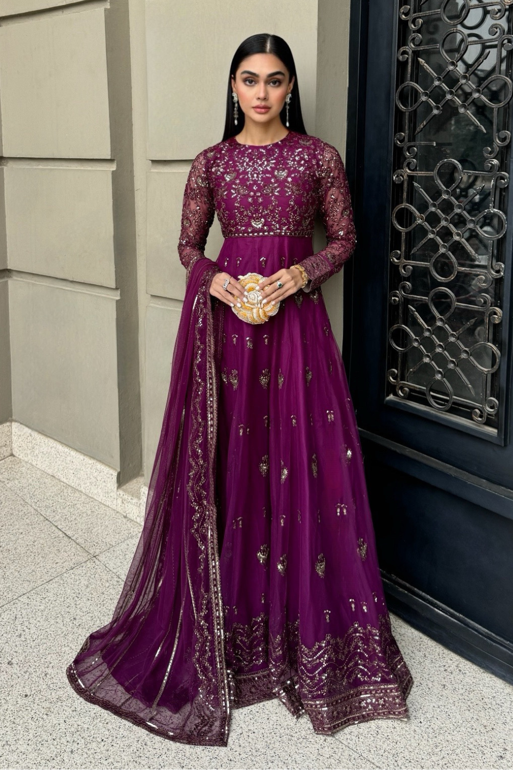 Esra EMBROIDERED NET EMS 24 02 Women 3pcs