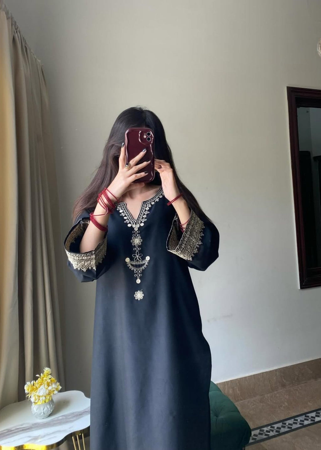 Tehzeeb Libas BLACK IRIS STITCHED Women 2pcs