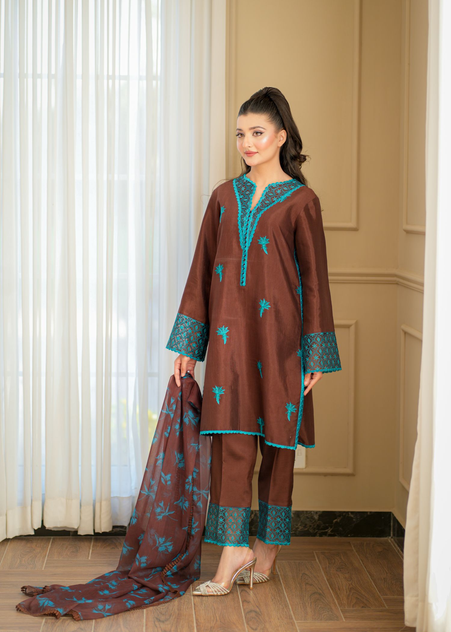 Fozia Khalid Cocoa Women 3pcs