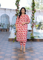 Zarsah Red Printed Suit ZSS 1002 Women 2pcs