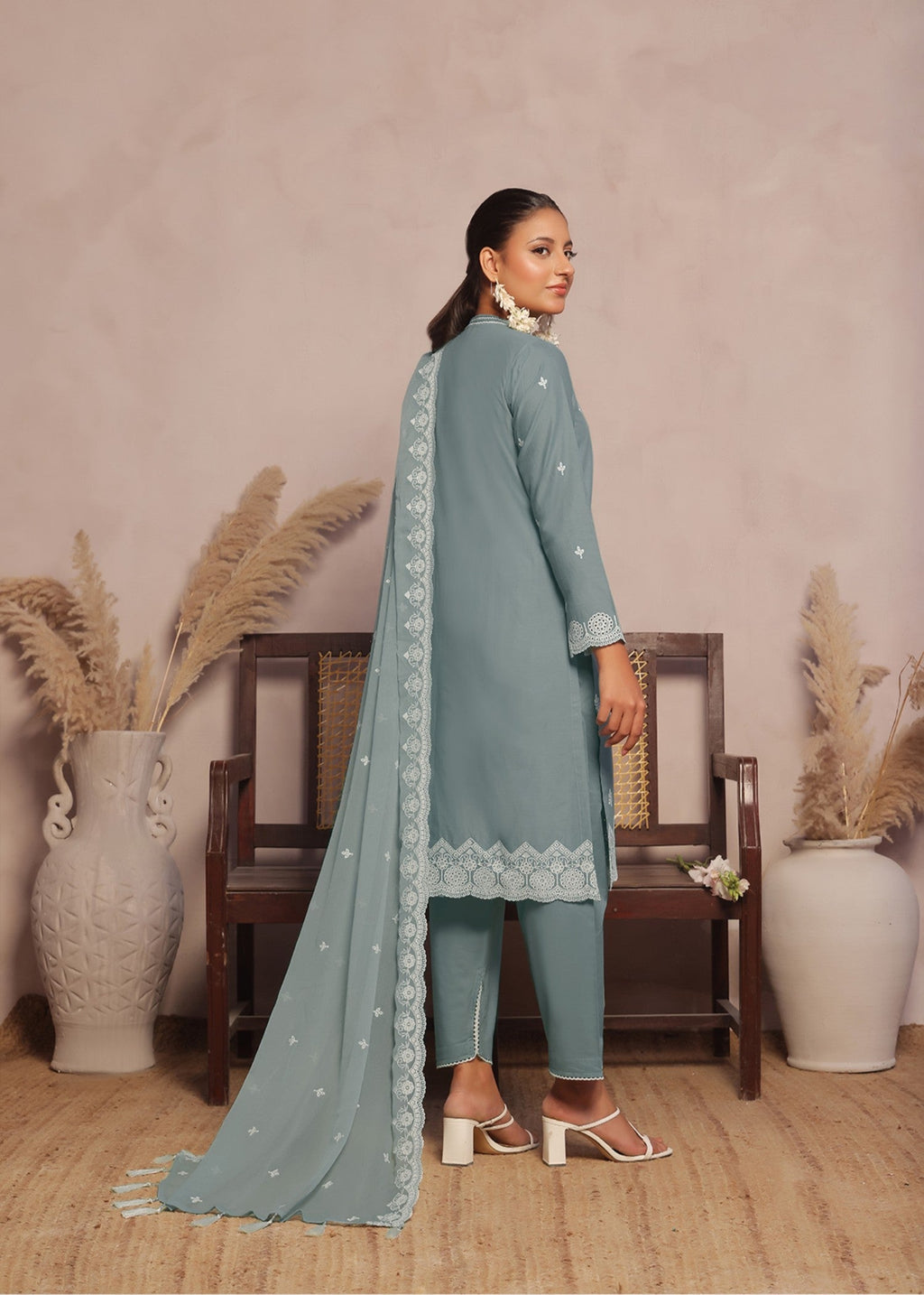 Kumash Textiles Stone Blue Women Stitched Women 3pcs