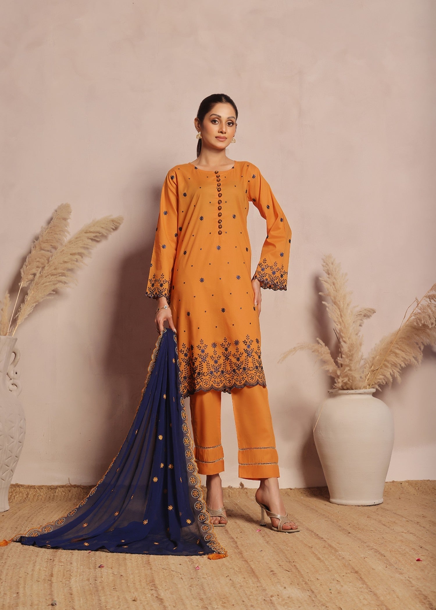 Kumash Textiles Mustard Women Stitched Women 3pcs