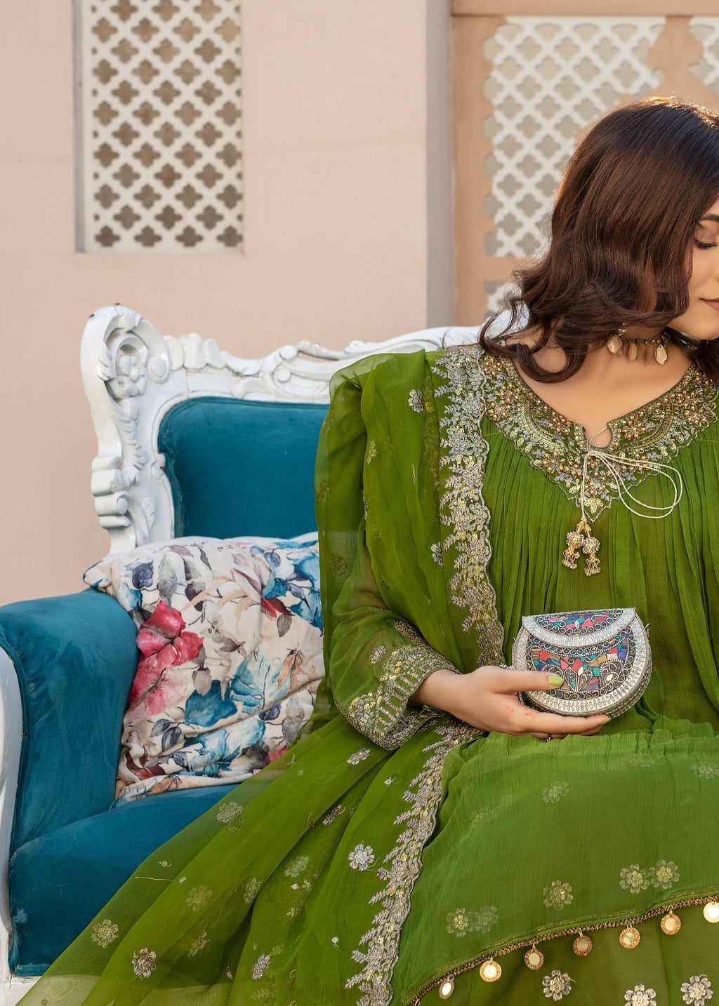 Pehnawa By Bin Akram’s LUSTRIOUS LEGACY GRN CH/ORG Women 3pcs