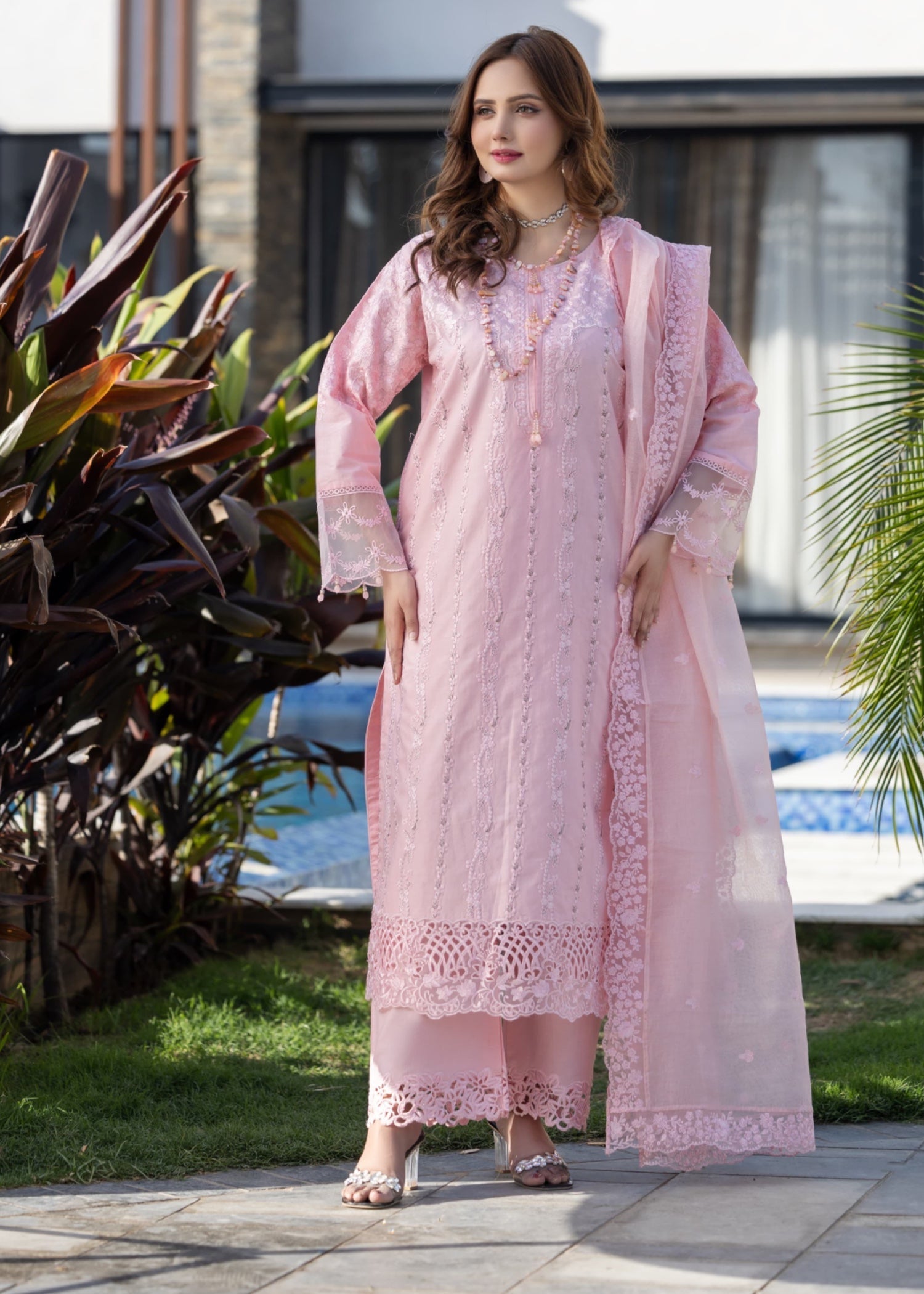 Suits By Sadia BABYPINK CHIKANKARI LAWN Women 3pcs