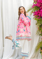 Tehzeeb Libas PINK BLOSSOM SHORT FROK Women 2pcs