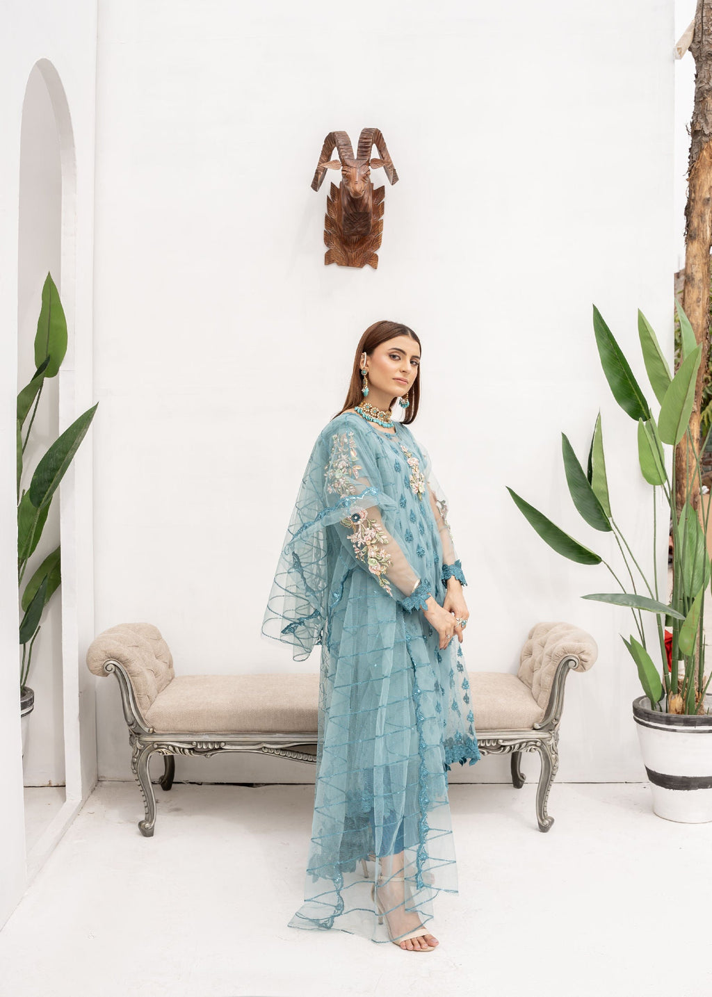 Manahils KURTI 0084 ICE BLUE Women 3pcs