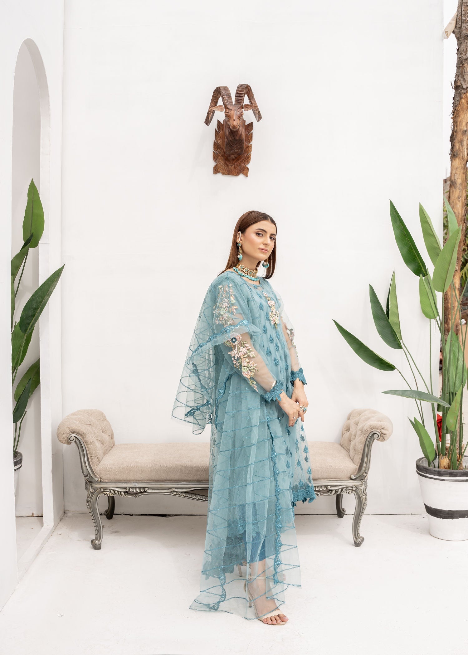 Manahils KURTI 0084 ICE BLUE Women 3pcs