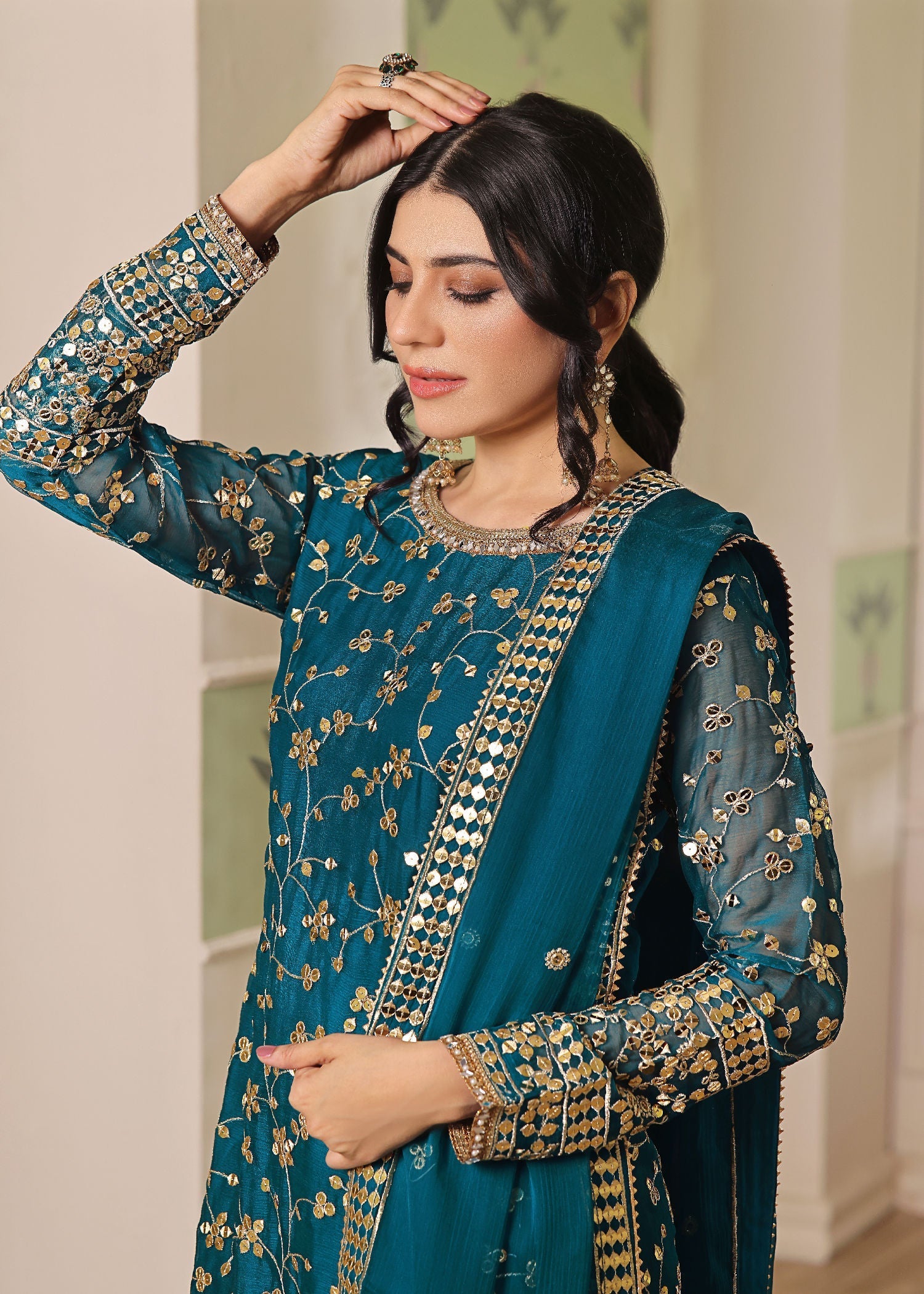 Ayesha Closet Mehndi Teal Women 3pcs