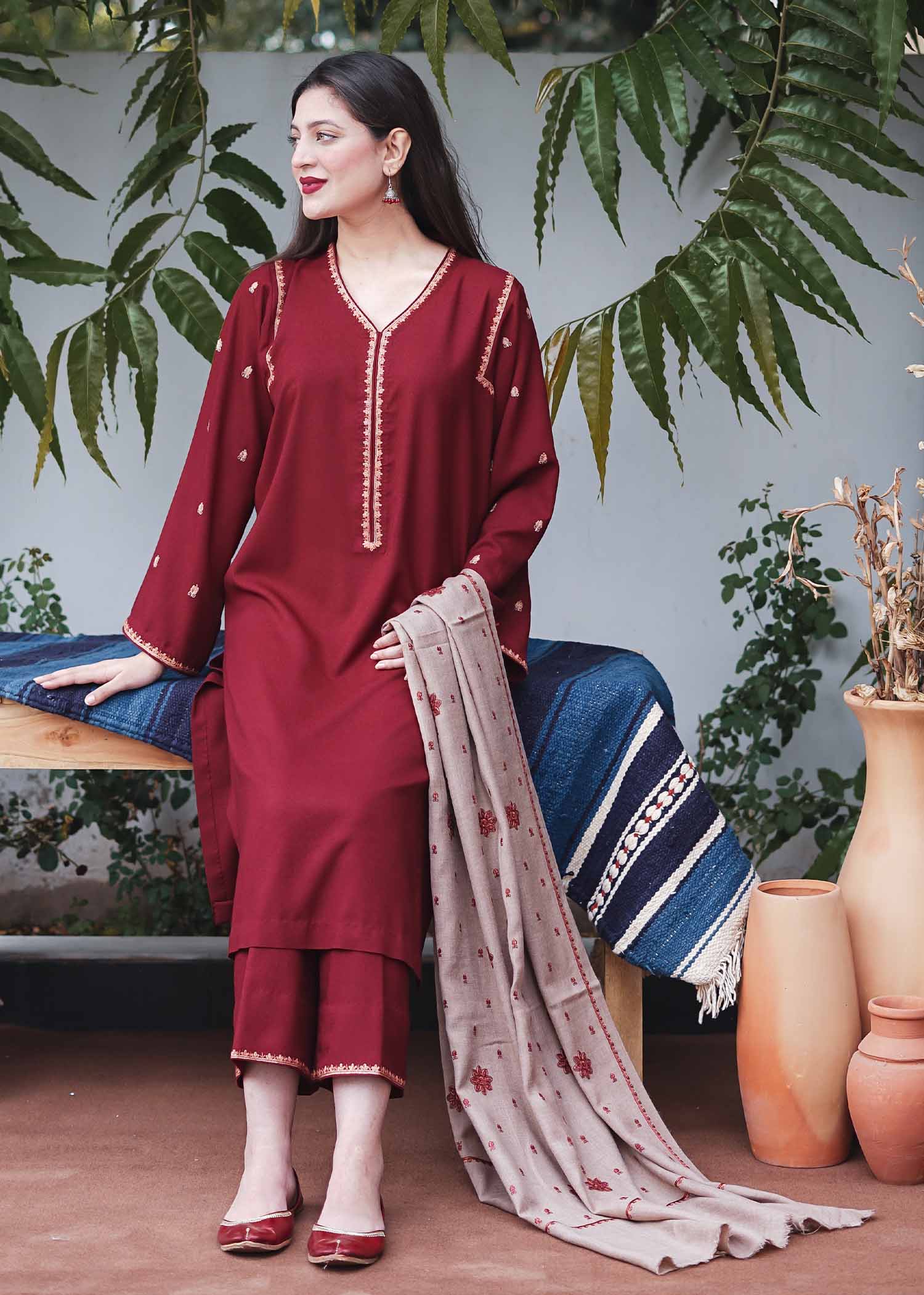 Aisling By Nirmal Maroon Women 2pcs