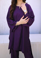 Zauk Deep Violet Two Piece Dress Women 2pcs