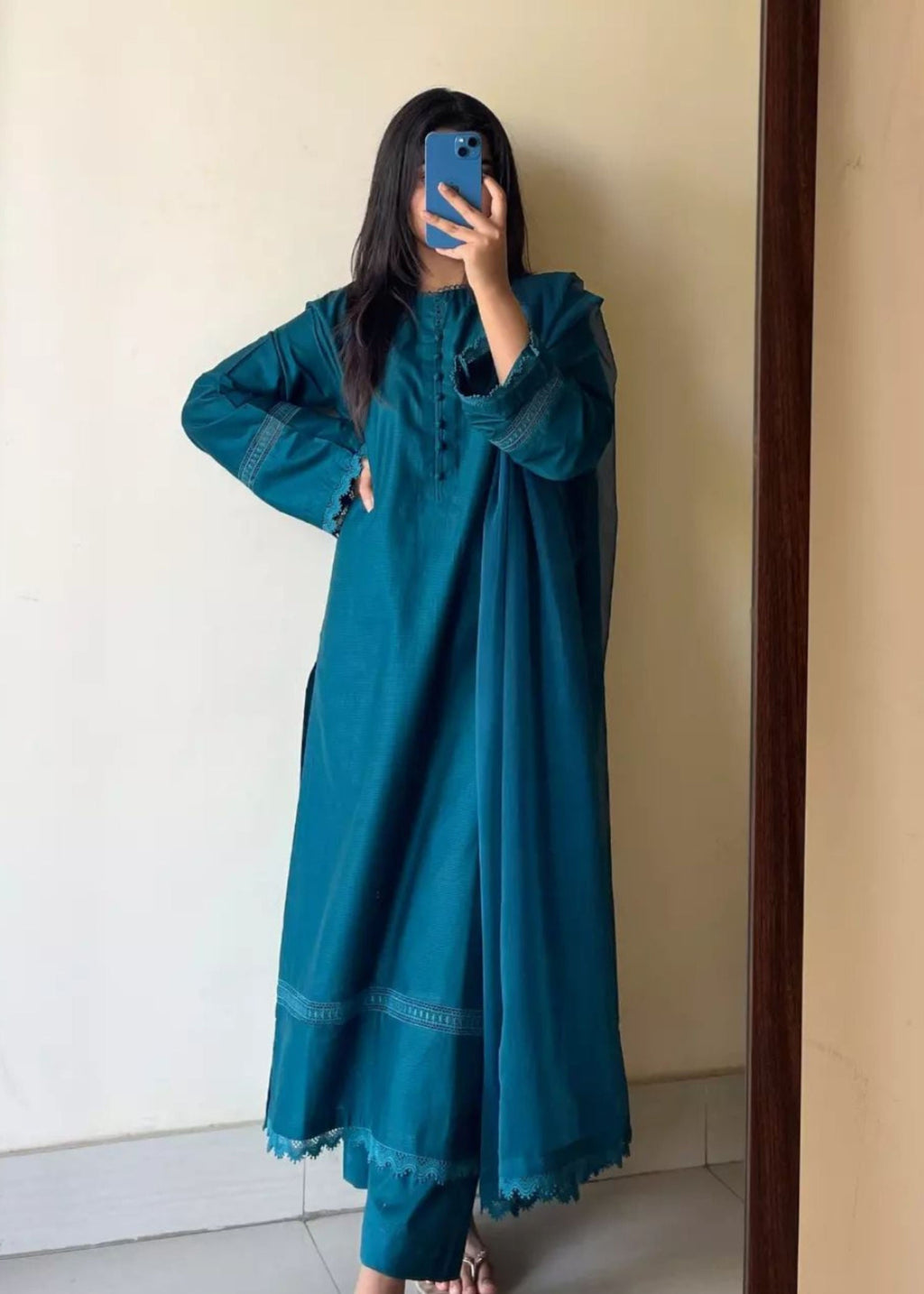 Ayesha B seagreen cambric lawn Women 3pcs