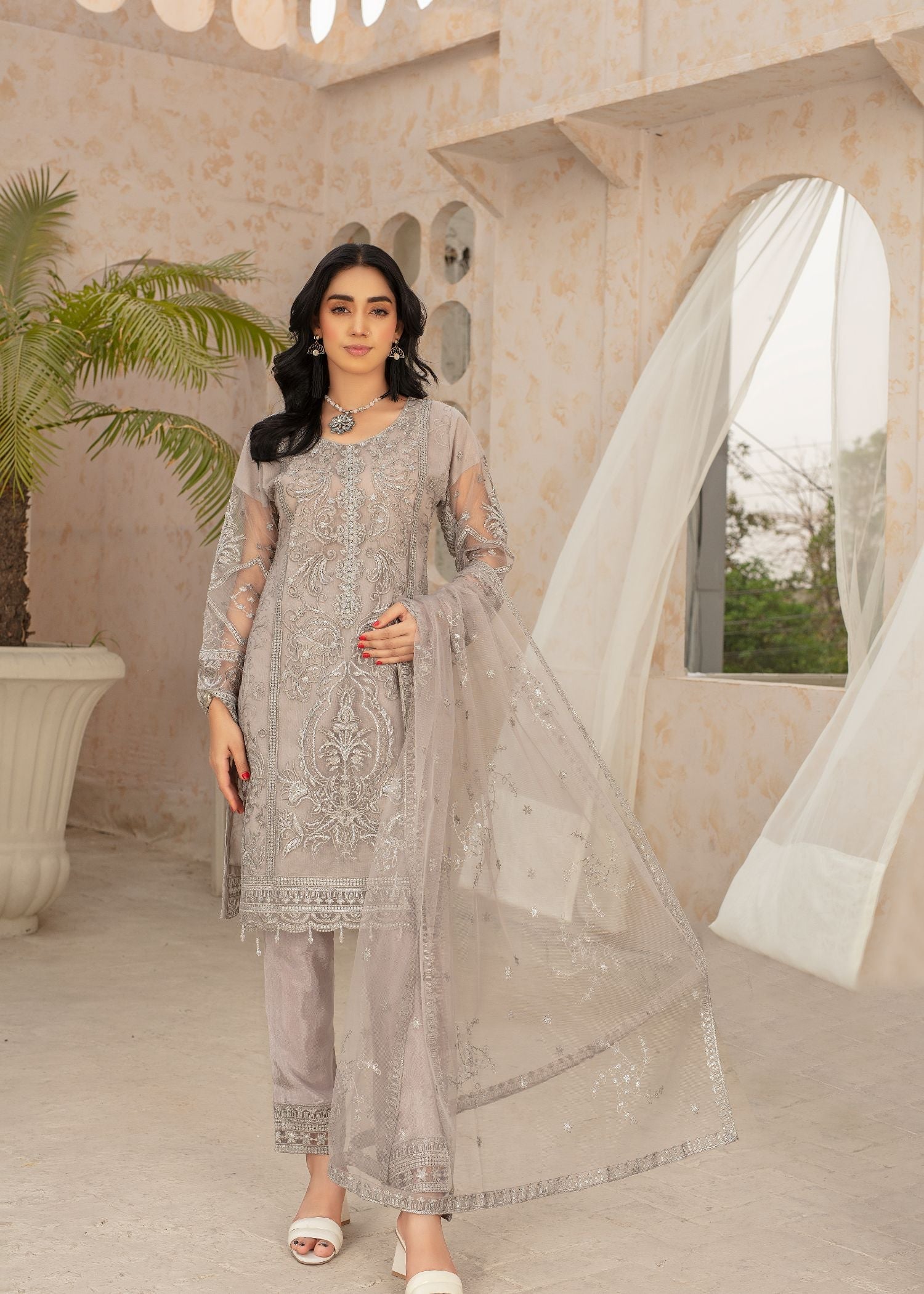 Pehnawa By Bin Akram’s SILVER SENSATION NET Women 3pcs