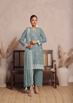 Kumash Textiles Stone Blue Women Stitched Women 3pcs