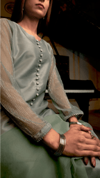 Naaz Couture Pistachio Green Raw Silk Suit Women 3pcs