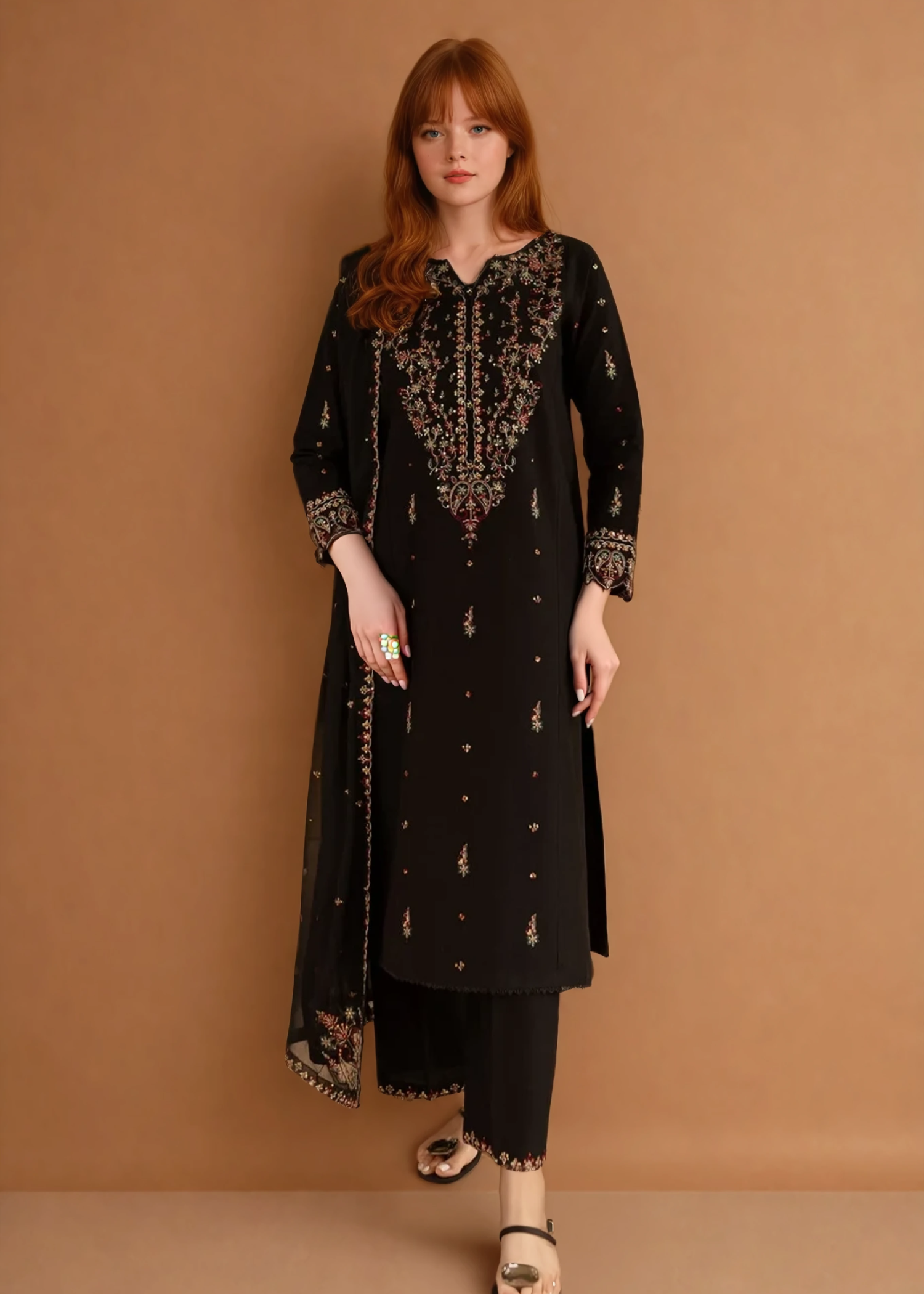 Chaudhary Arts Parsa Embroidered Black Women 3pcs