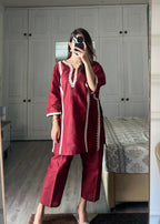 Sajfi Closet Vine with Pockets Embroidered Stitched Suit for Women Women 2pcs