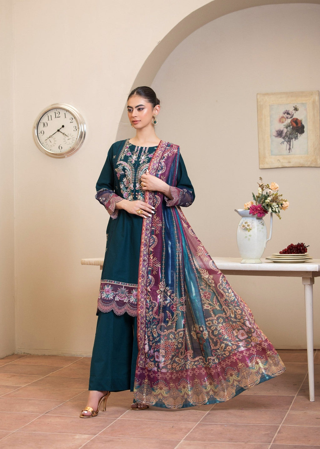 Madame Embroidered Cotton Suit 2751 Women 3pcs