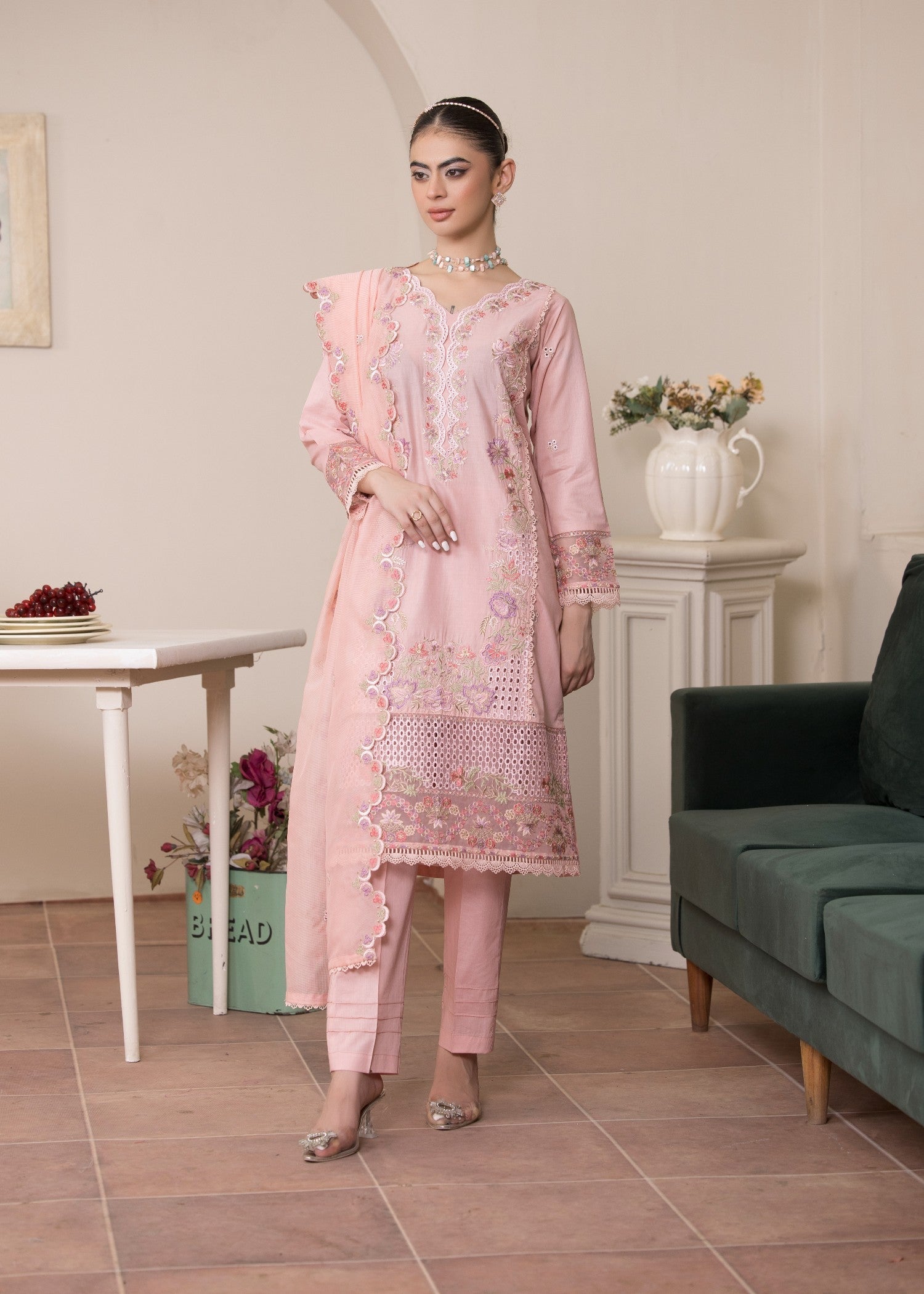 Madame Embroidered Chicken Kari Suit 2752 Women 3pcs