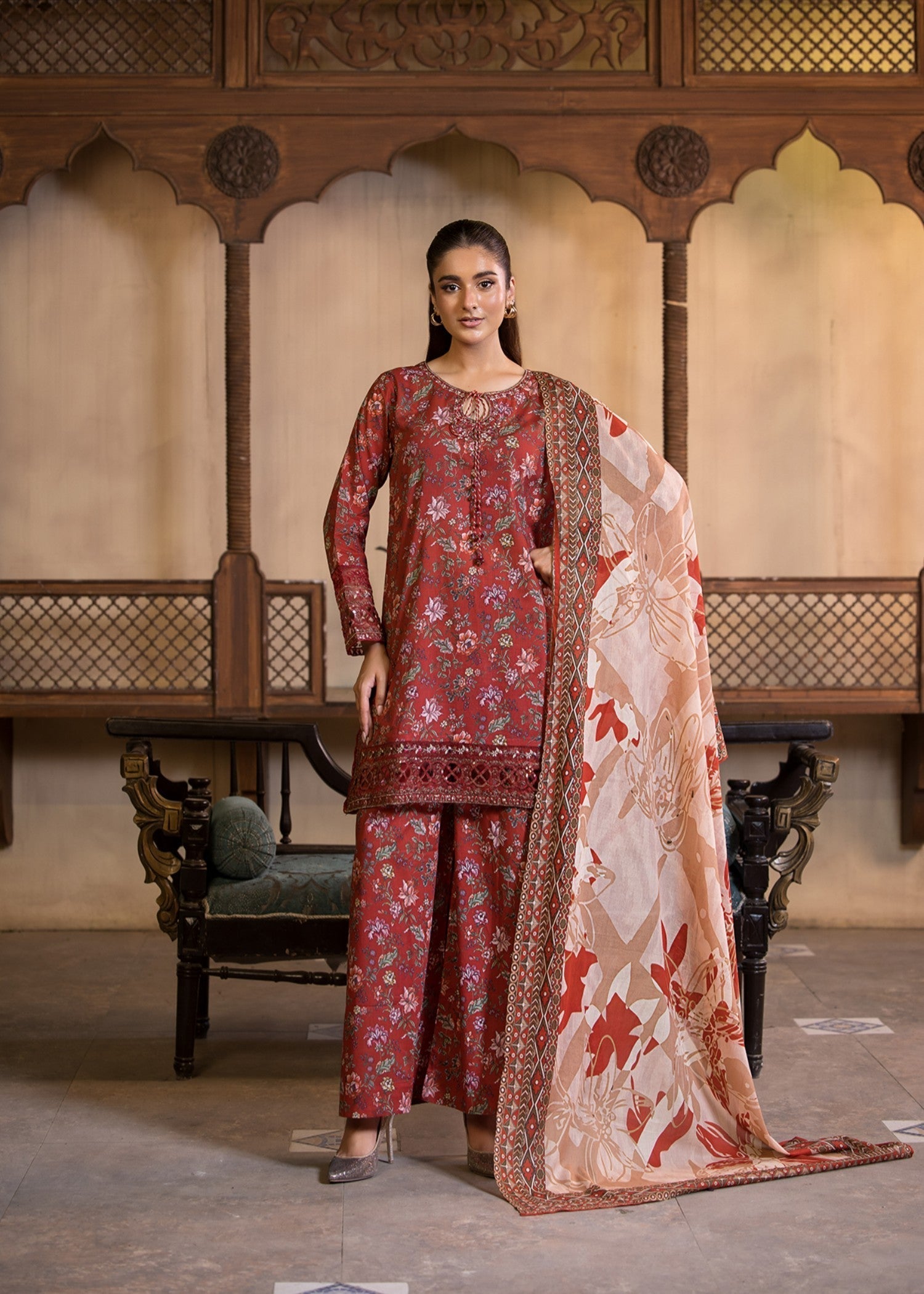 Bin Tayyab (BT006296 RED) Women 3pcs