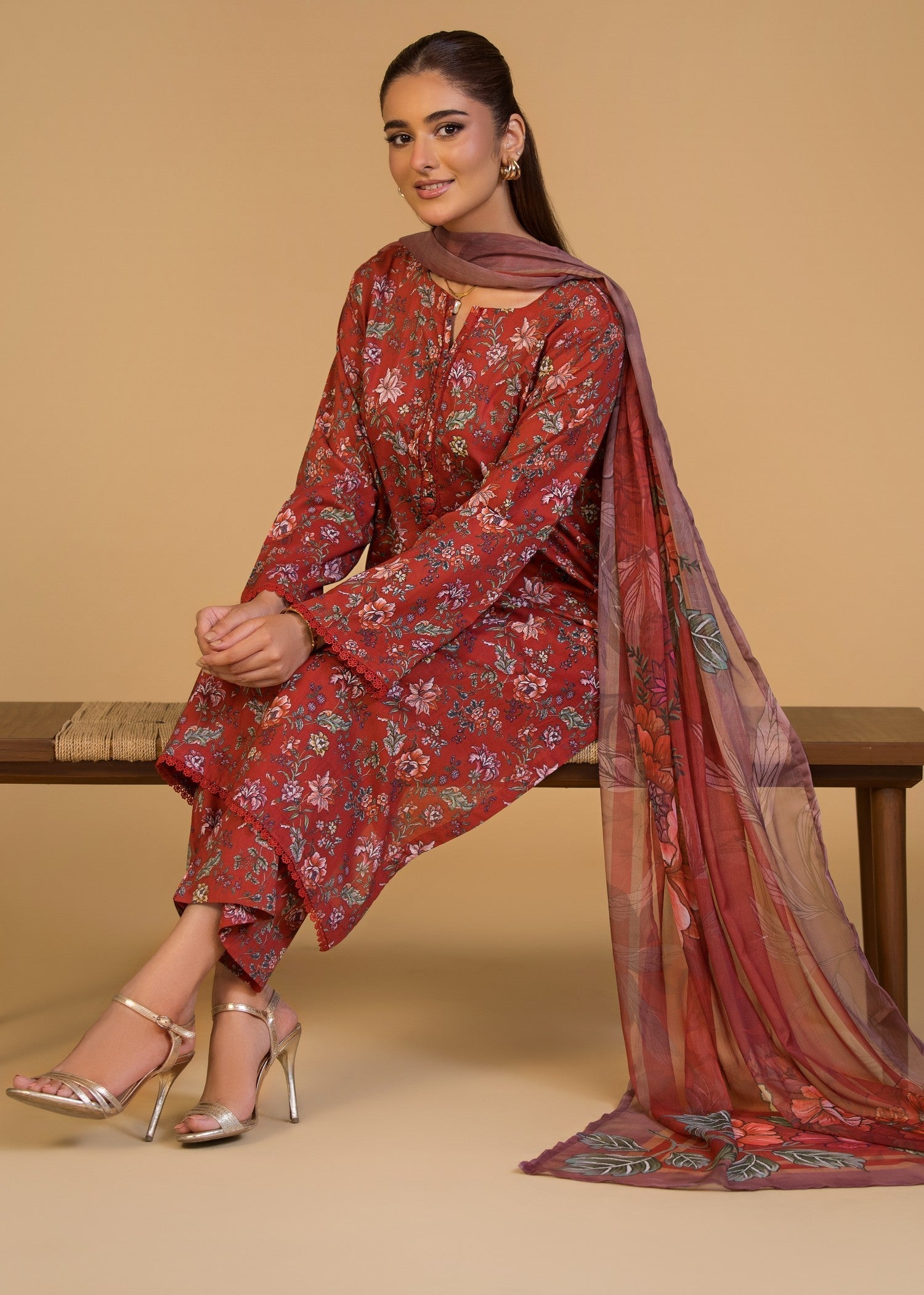 Bin Tayyab (BT006286 RED) Women 3pcs