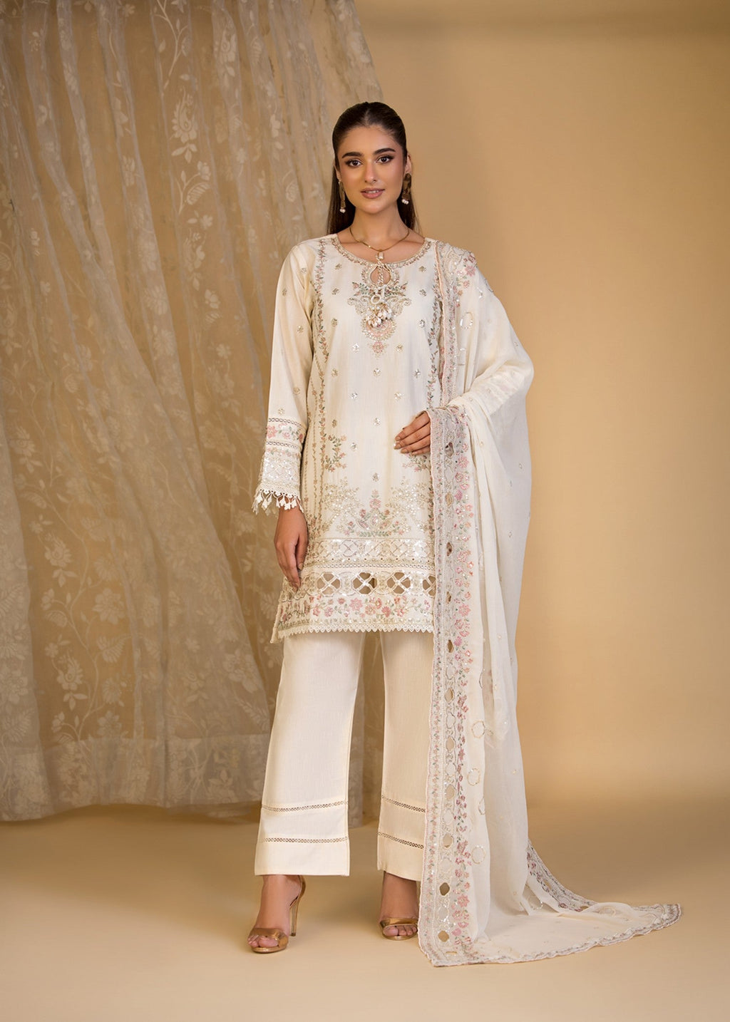 Bin Tayyab (BT006287 CRM) Women 3pcs