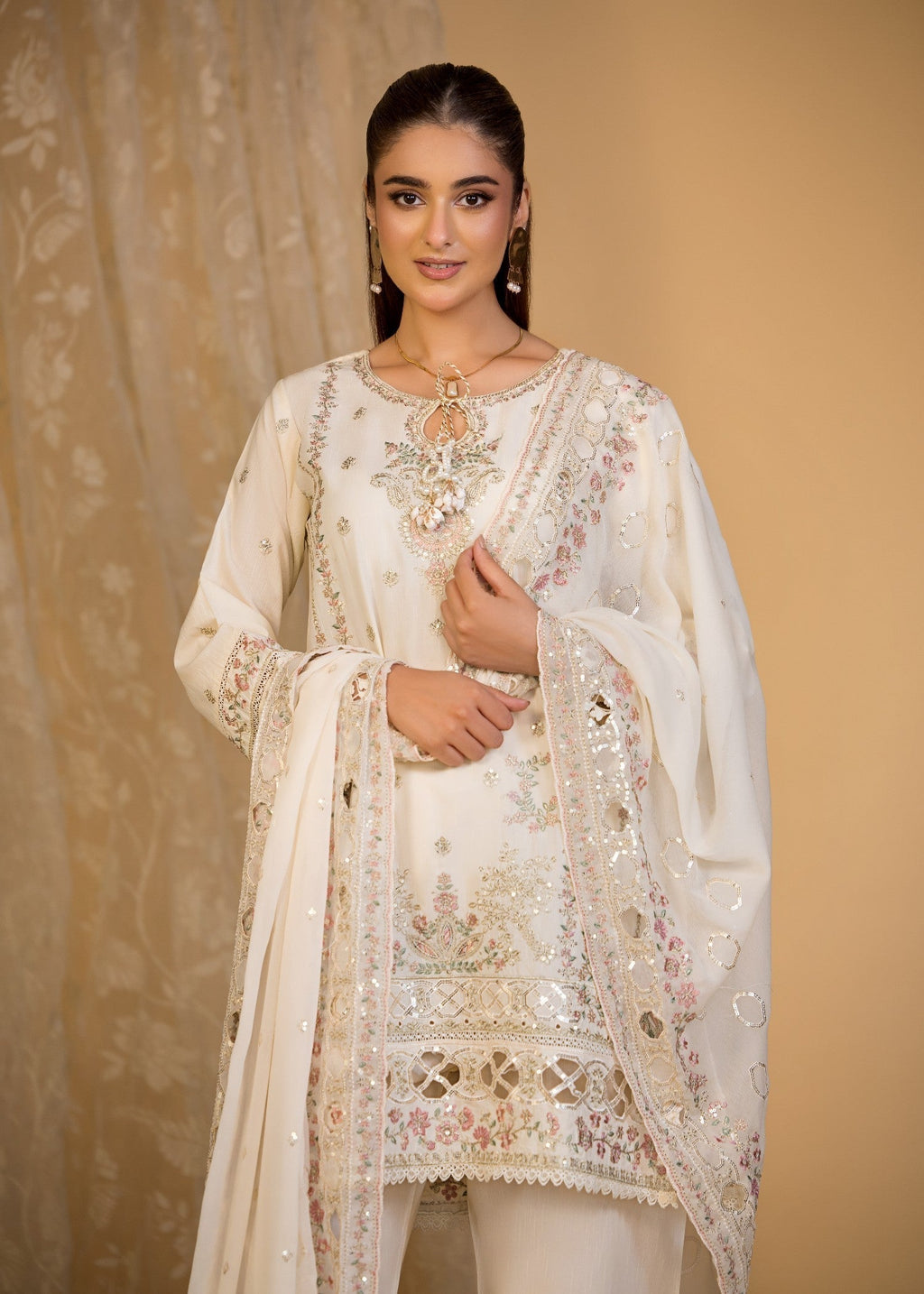 Bin Tayyab (BT006287 CRM) Women 3pcs