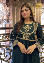 Atrangi GREEN EMBROIDERS FROCK DRESS (CC 642) Women