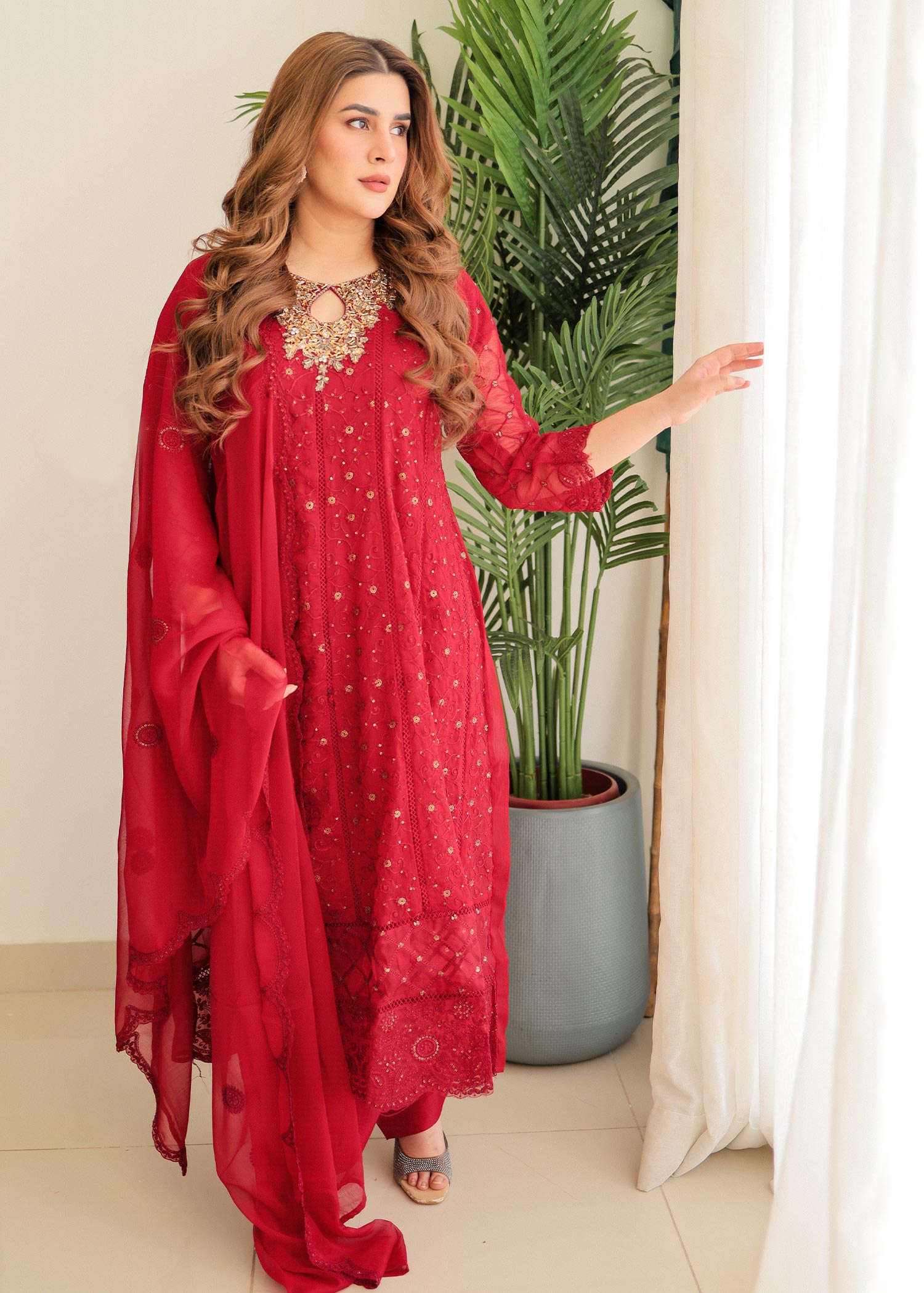 Rangoon Clothing Qurbat Maroon Women 3pcs