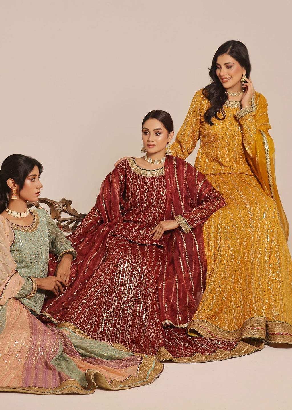 Ayesha Closet Shadmani Burgundy Women 3pcs