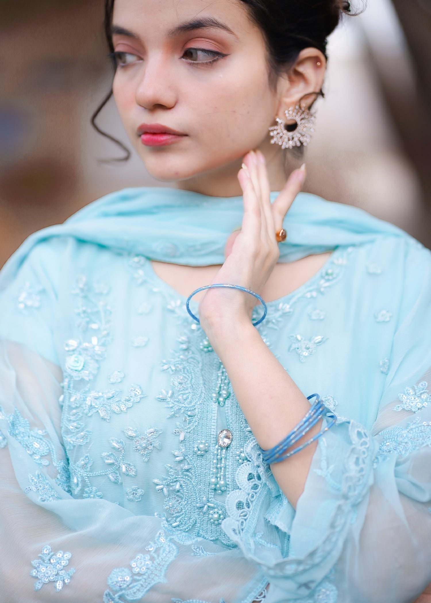 Four Season Boutique NIMRA CHIFFON ICEBLUE Women 3pcs