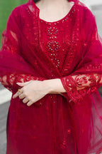 Four Season Boutique IFFI NET REDISH MAROON Women 3pcs