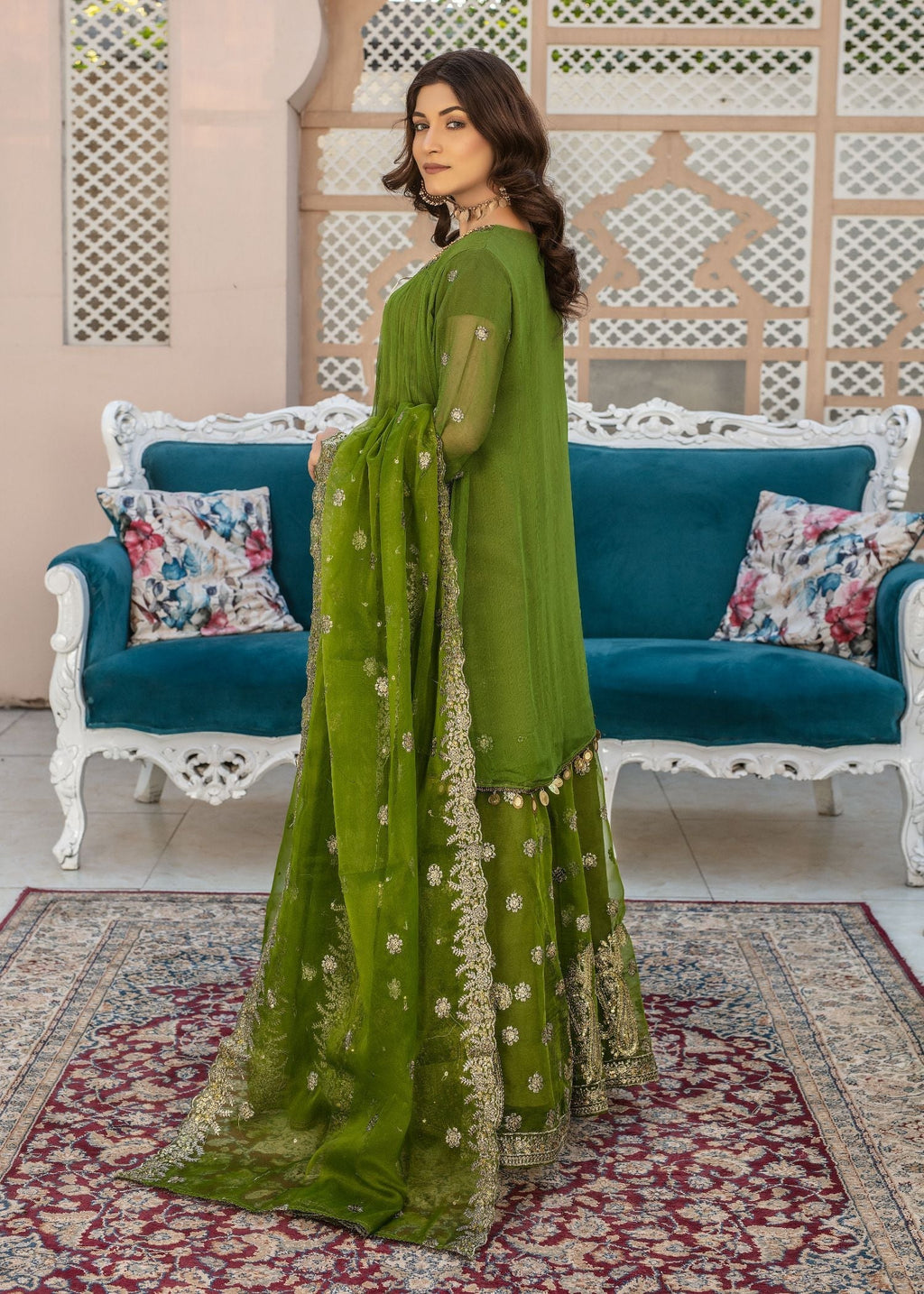 Pehnawa By Bin Akram’s LUSTRIOUS LEGACY GRN CH/ORG Women 3pcs