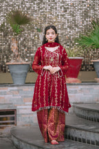 Four Season Boutique NOOR E HANIA ANGRAKHA MAROON Women 3pcs